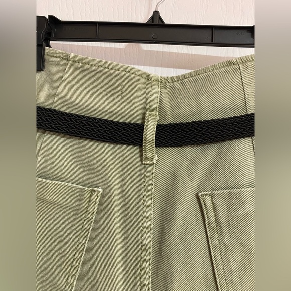 Zara High Waist Paper Bag Belted Buttoned Western Boho Jean Shorts Size XS - Picture 9 of 10